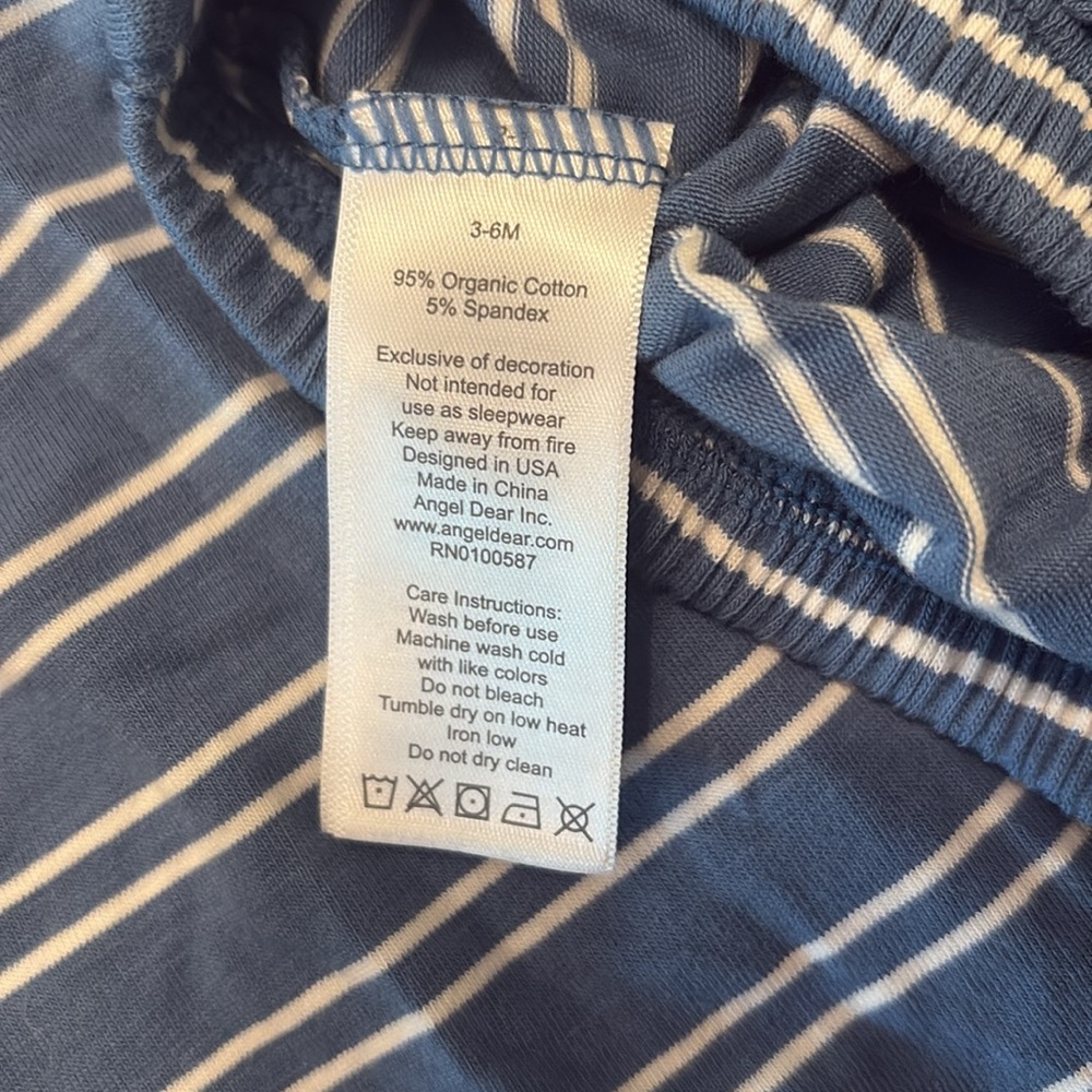ANGEL DEAR 2-Piece Set tunic and bloomers flutter sleeve stripes blue 3-6m NWT - Picture 3 of 4